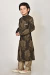 Buy_Petite Pomme_Brown Handloom , Silk, Embroidery Sherwani And Pant Set _Online_at_Aza_Fashions