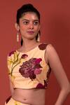 Buy_Rimi Nayak_Beige Modal, Cotton Embroidery Chrysanthemum Flower Print Blouse _Online_at_Aza_Fashions