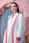 Vidhi Wadhwani_Off White Crepe Lycra Woven Cord Work Notched Lapel Cilo Long Blazer And Pant Set _Online_at_Aza_Fashions