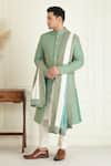 Buy_Priyanka Jain_Green Silk Embroidered Quilted Sherwani Set 