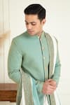 Shop_Priyanka Jain_Green Silk Embroidered Quilted Sherwani Set 