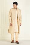 Priyanka Jain_Beige Vintage Embroidered Sherwani Kurta Set _Online_at_Aza_Fashions