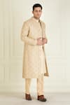 Shop_Priyanka Jain_Beige Vintage Embroidered Sherwani Kurta Set _Online_at_Aza_Fashions