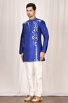 Buy_Aryavir Malhotra_Blue Dupion Silk Applique Short Kurta_Online_at_Aza_Fashions