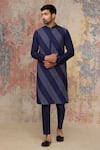 Buy_Devnaagri_Blue Cotton Silk Blend Pintuck Kurta And Pant Set  _at_Aza_Fashions