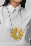 Buy_Tachi_Gold Plated Metal The Lotus Neckpiece_at_Aza_Fashions