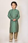 Buy Petite Pomme Green Cotton, Silk Kurta And Pant Set at Aza Fashions Buy_Petite Pomme_Green Cotton, Silk Kurta And Pant Set _at_Aza_Fashions