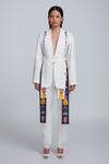 World Of RA_White Linen Blend Lining- 50% Bemberg 50% Viscose Plain Trouser_Online_at_Aza_Fashions