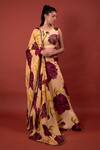 Shop_Rimi Nayak_Beige Modal, Cotton Embroidery Chrysanthemum Flower Print Blouse _Online_at_Aza_Fashions