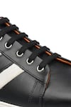 Rapawalk_Black Striped Lace Up Leather Sneakers  _at_Aza_Fashions