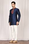 Buy_Aryavir Malhotra_Blue Dupion Silk Embroidered Short Kurta For Men_Online_at_Aza_Fashions