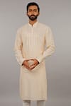 Vanshik_Beige Kurta  Churidar Cotton Set _Online_at_Aza_Fashions