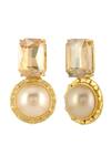 Bblingg_Gold Plated Swarovski Crystal And Pearl Tel Aviv Mini Earrings _Online_at_Aza_Fashions