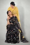 Buy I Am Design Black Raw , Organza Aari Crew Neck Floral Embroidered Saree With Blouse Online at Aza Fashions Buy_I Am Design_Black Raw , Organza Aari Crew Neck Floral Embroidered Saree With Blouse _Online_at_Aza_Fashions