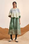 Cord_Blue Cotton Printed And Embroidered Earth & Thread Umbrella Dress For Women_Online_at_Aza_Fashions