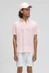 Terra Luna_Pink Organic Handloom Cotton Plain Aruba T-shirt_Online_at_Aza_Fashions