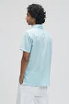 Shop_Terra Luna_Blue Organic Handloom Cotton Plain Aruba Collared T-shirt _at_Aza_Fashions