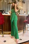Buy_Ahi Clothing_Green Crepe Sleeveless Coat And Pant Set_at_Aza_Fashions