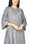 Shop_Adara Khan_Grey Rayon Slub Embroidered Tunic_Online_at_Aza_Fashions