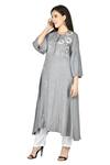 Buy_Adara Khan_Grey Rayon Slub Embroidered Tunic_Online_at_Aza_Fashions