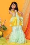 Saka Designs_Yellow Net Embroidered Kurta Set _Online_at_Aza_Fashions