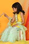 Saka Designs_Yellow Net Embroidered Kurta Set _at_Aza_Fashions