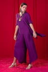 Enech_Purple Handloom Cotton Handkerchief Hem Top And Palazzo Set _at_Aza_Fashions