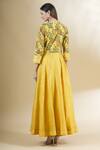 Shop_Samyukta Singhania_Yellow Chanderi, Organza Sequins, Zari Round Printed Anarkali Set With Dupatta_at_Aza_Fashions