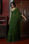 Buy_Arpita Mehta_Green Georgette Embroidery Mirror Halter Pre-draped Tiered Saree With Blouse 