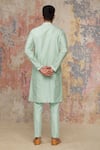 Shop_Devnaagri_Green Cotton Silk Blend Pintuck Kurta And Pant Set  _at_Aza_Fashions