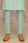 Shop_Devnaagri_Green Cotton Silk Blend Pintuck Kurta And Pant Set  _Online_at_Aza_Fashions
