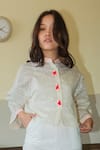 Nikasha White Chanderi Cotton Cutwork Mandarin Collar Shirt Online at Aza Fashions Nikasha_White Chanderi Cotton Cutwork Mandarin Collar Shirt _Online_at_Aza_Fashions
