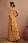 Shop_Aneesh Agarwaal_Yellow Georgette And Embroidery Floral Pre-draped Saree With Blouse_at_Aza_Fashions