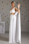 Buy_Gauri Dhawan_White Modal Asymmetric Elysian Pre-draped Saree Gown _Online_at_Aza_Fashions