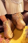 Buy_Anaar_Gold Embroidered Goldilocks Sneaker Wedges _at_Aza_Fashions