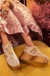 Buy_Anaar_Gold Embroidered A Toast To You Sneaker Wedges _at_Aza_Fashions