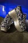 Buy_Anaar_Blue Embroidered Celestial Sneaker Wedges_at_Aza_Fashions