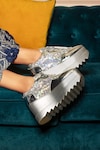 Buy_Anaar_Silver Disco 22 Signature Geometric Pattern Sneaker Wedges_at_Aza_Fashions