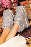 Buy_Anaar_Grey Frills And Friends Embroidered Sneaker Wedges _at_Aza_Fashions