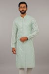 Vanshik_Green Kurta  Churidar Cotton Set _Online_at_Aza_Fashions