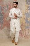 Buy_Devnaagri_White Woven Chanderi Kurta Set _at_Aza_Fashions