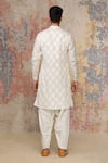 Shop_Devnaagri_White Woven Chanderi Kurta Set _at_Aza_Fashions