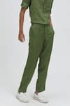 Terra Luna_Green 100% Linen Nash Chinos _Online_at_Aza_Fashions