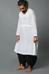 House of Three_White Handspun Handwoven Cotton Plain Kurta  _Online_at_Aza_Fashions