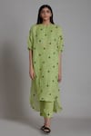 Buy_MATI_Green Pure Linen Embroidered Clubs Motif Straight Trump Card Kurta And Pant Set _at_Aza_Fashions