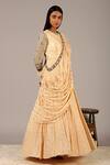 Nidhika Shekhar_Beige Georgette Crepe Silk; Lining: Shantoon Ruffle Draped Saree Gown For Women_Online_at_Aza_Fashions