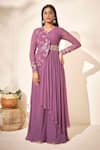 Buy_suruchi parakh_Purple Georgette Lining Shantoon Embellishment Bead And Sequin Kurta & Pant Set_at_Aza_Fashions