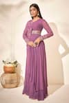 Buy_suruchi parakh_Purple Georgette Lining Shantoon Embellishment Bead And Sequin Kurta & Pant Set_Online_at_Aza_Fashions