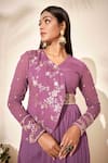 Shop_suruchi parakh_Purple Georgette Lining Shantoon Embellishment Bead And Sequin Kurta & Pant Set_Online_at_Aza_Fashions