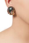 Buy_Outhouse_Gold Plated Crystals Instar Button Stud Earrings _at_Aza_Fashions